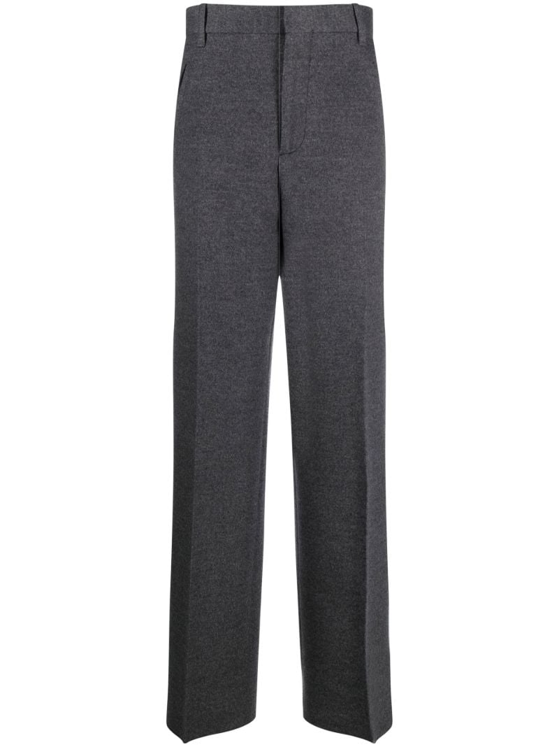 Grey Straight Flannel Wool Trousers