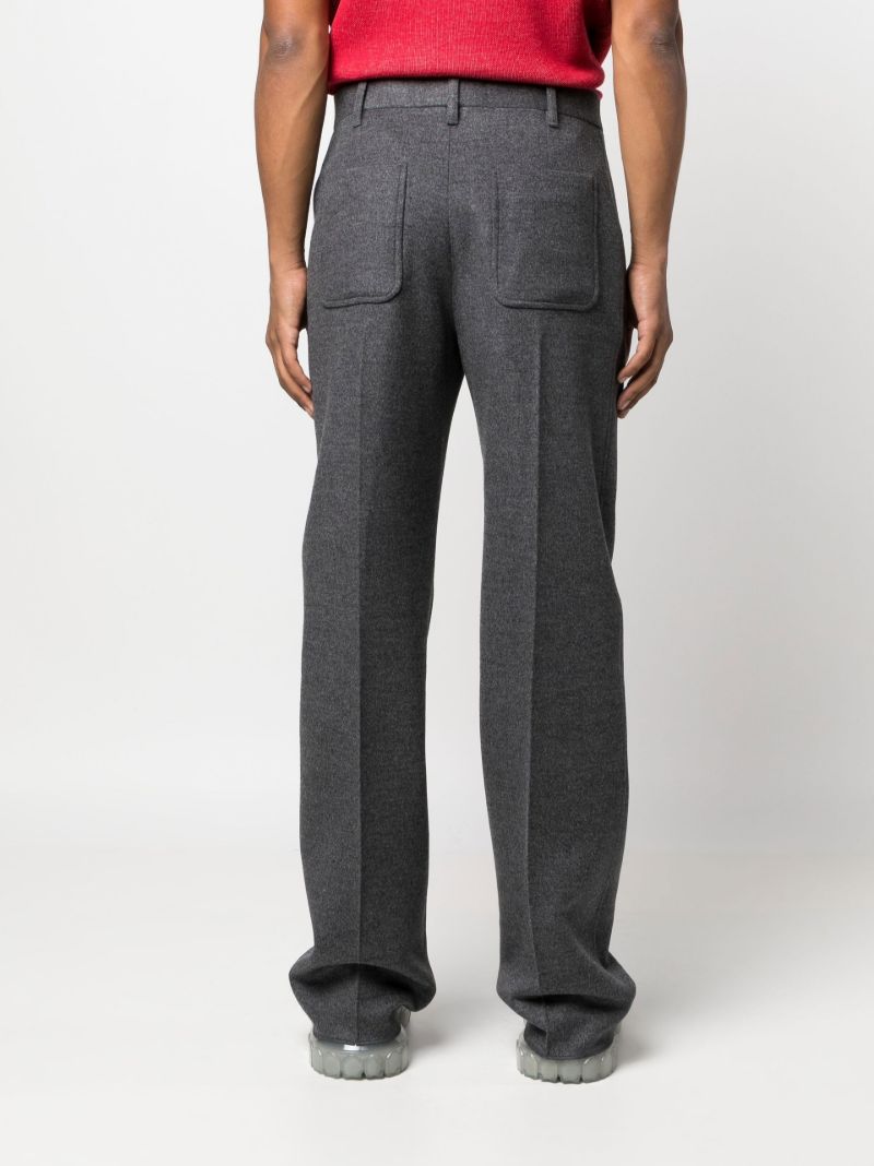 Grey Straight Flannel Wool Trousers