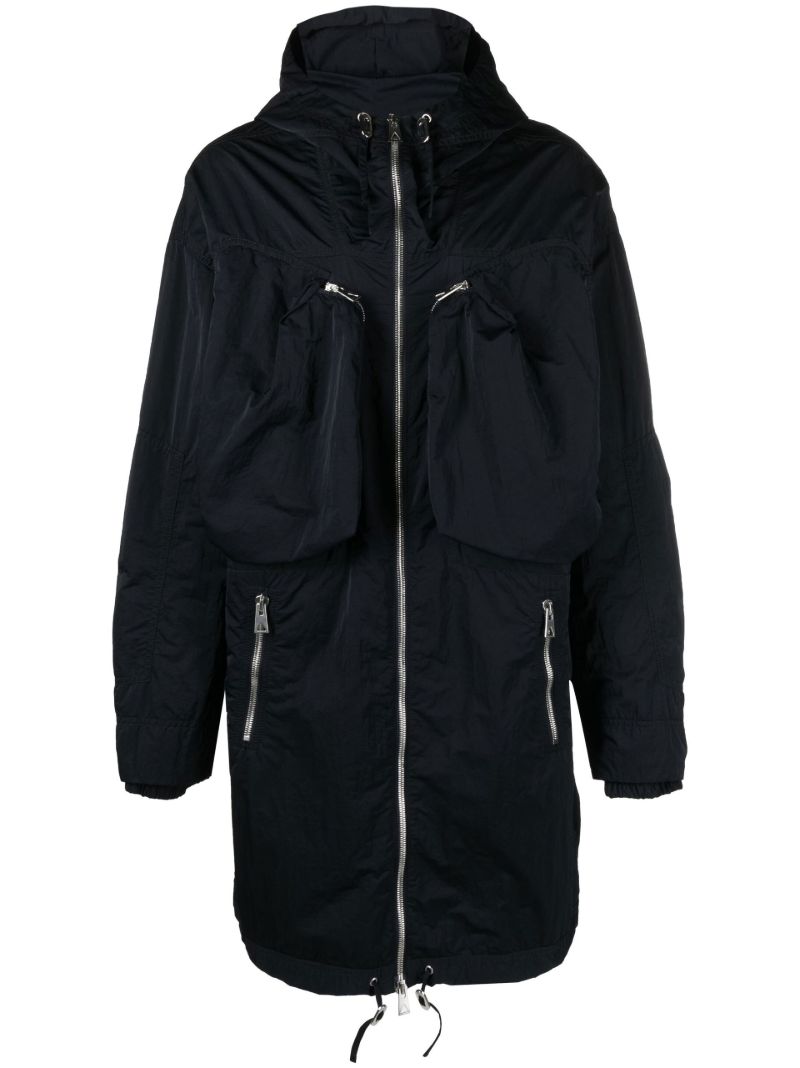 Blue Technical Hooded Parka Coat