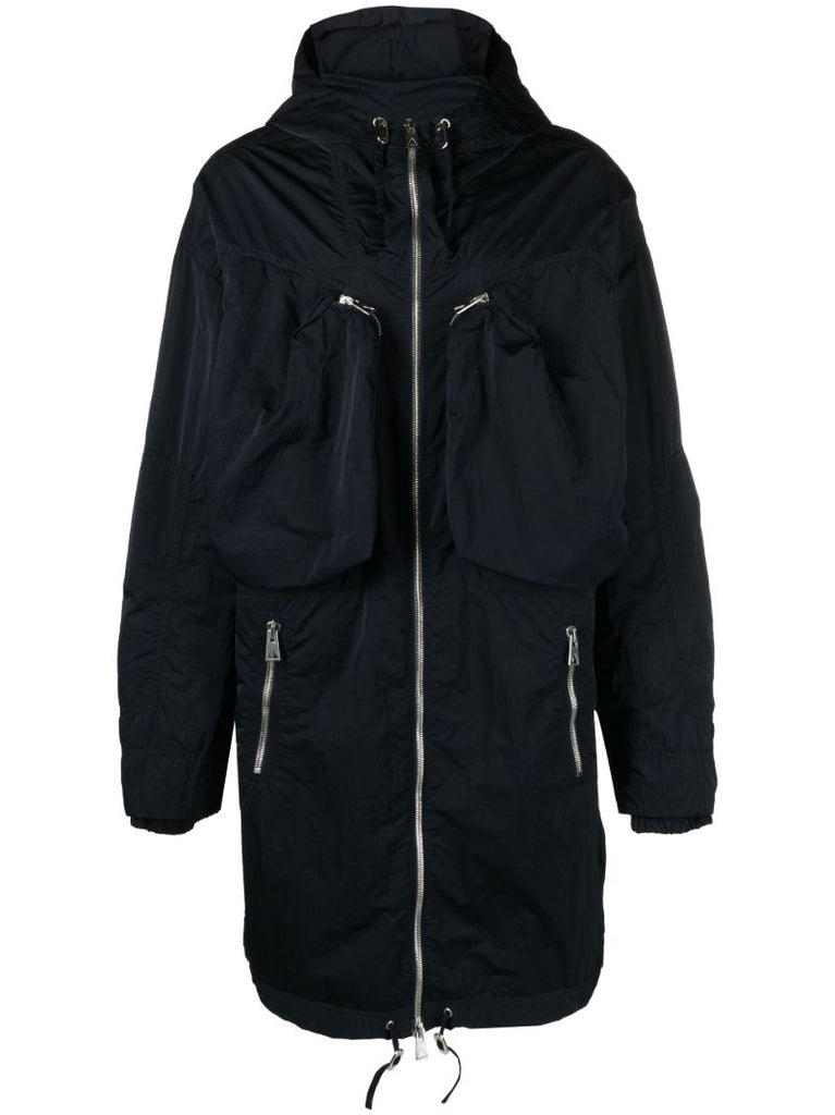 Blue Technical Hooded Parka Coat
