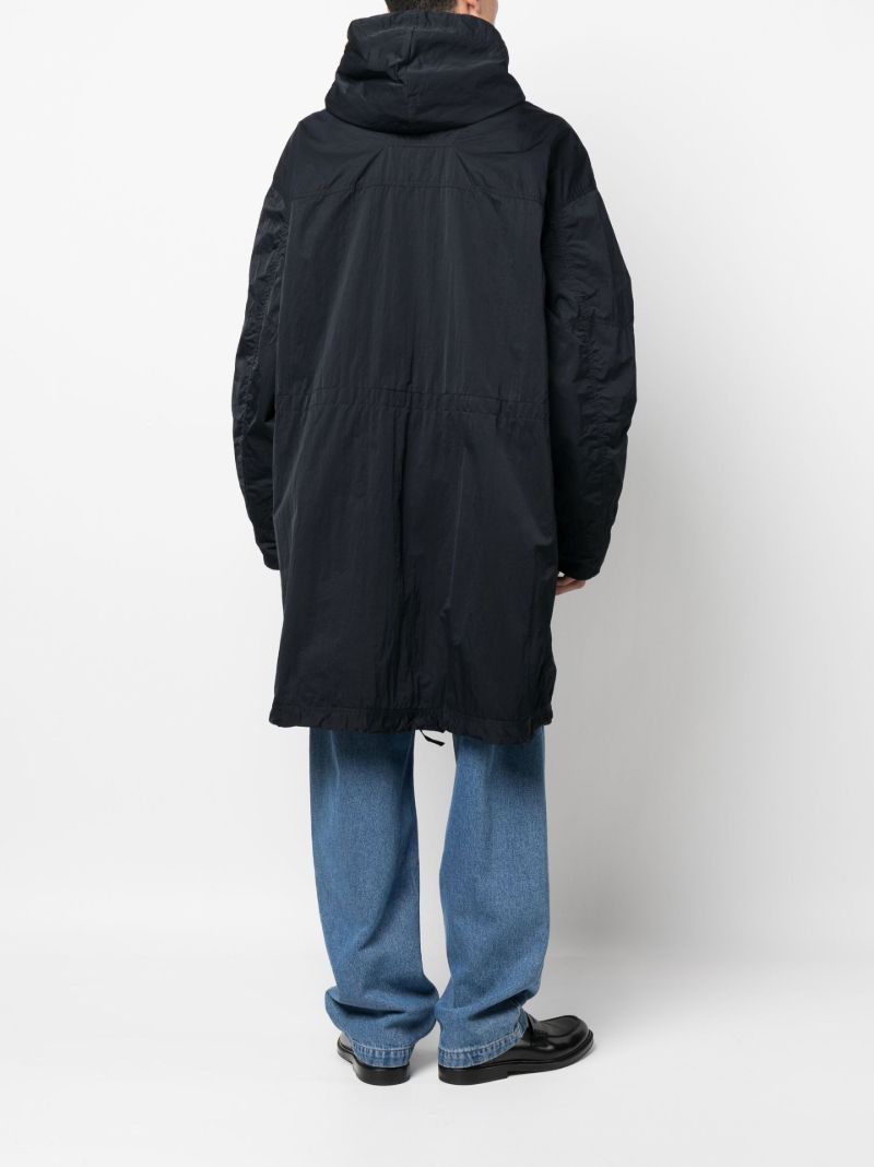 Blue Technical Hooded Parka Coat