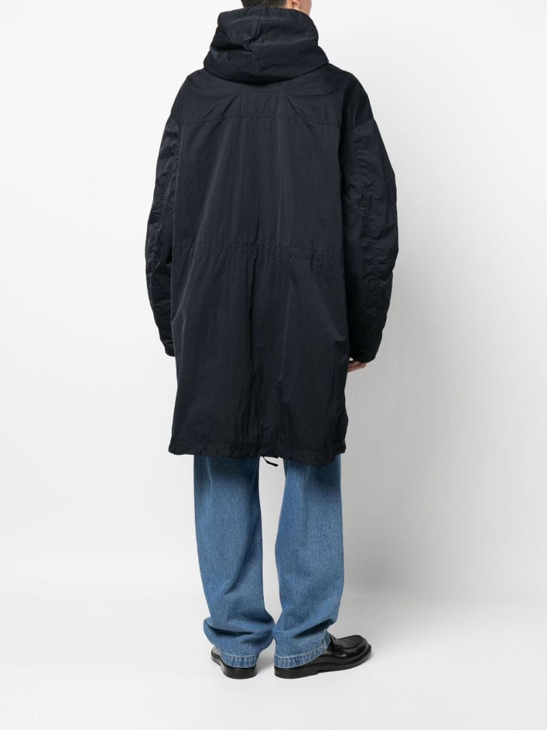 Blue Technical Hooded Parka Coat