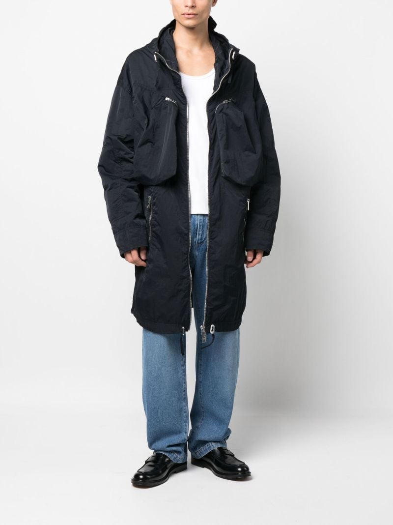 Blue Technical Hooded Parka Coat