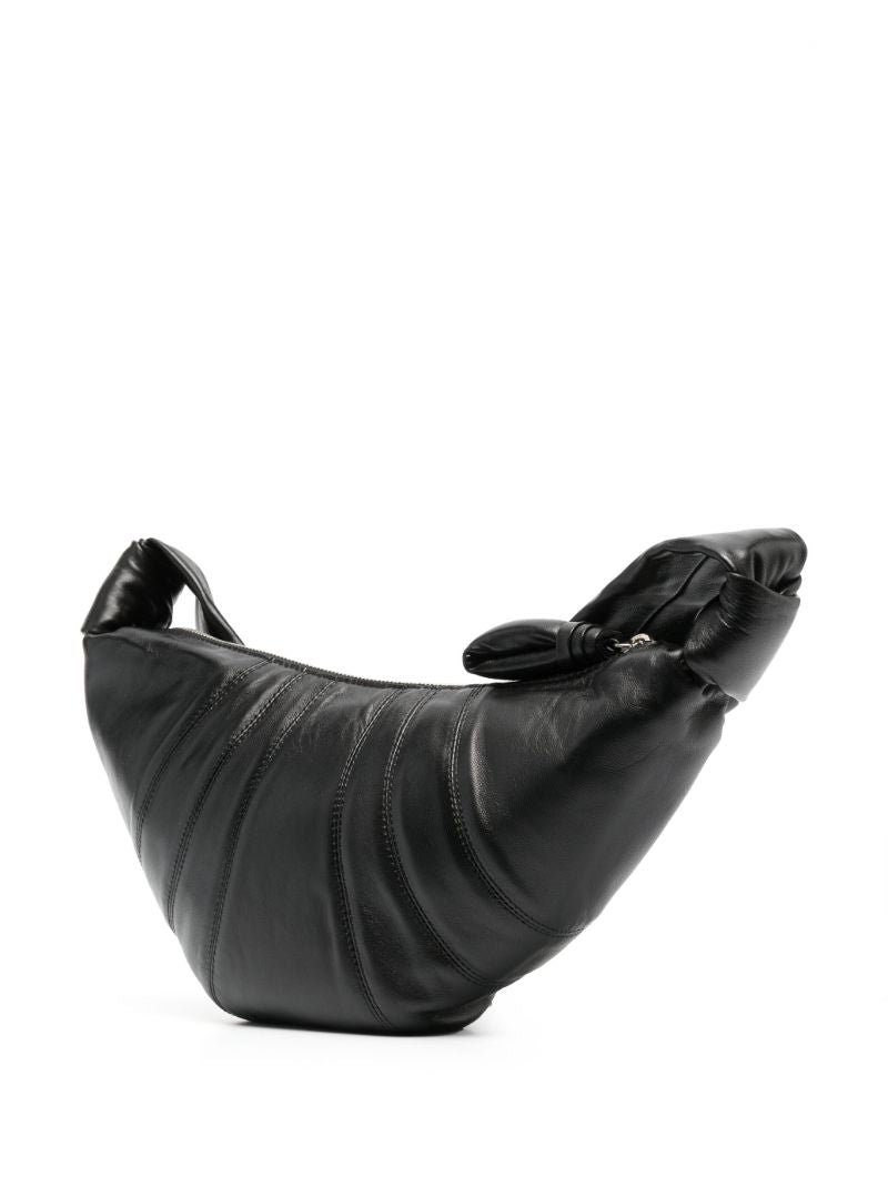 Black Croissant Small Leather Cross Body Bag