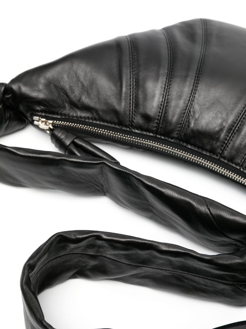 Black Croissant Small Leather Cross Body Bag