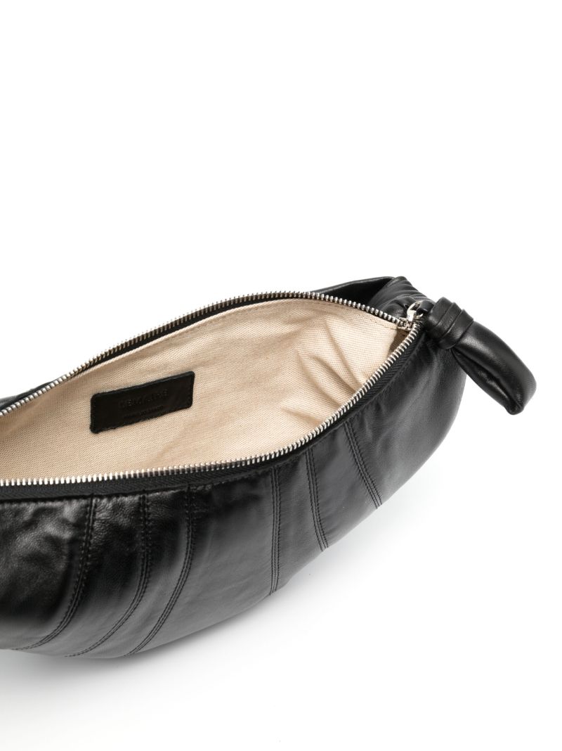 Black Croissant Small Leather Cross Body Bag