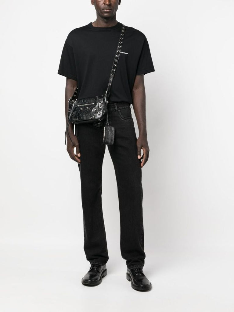 Black Le Cagole Leather Cross Body Bag