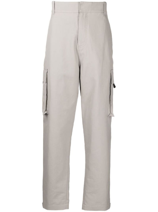 Grey Cotton Cargo Trousers