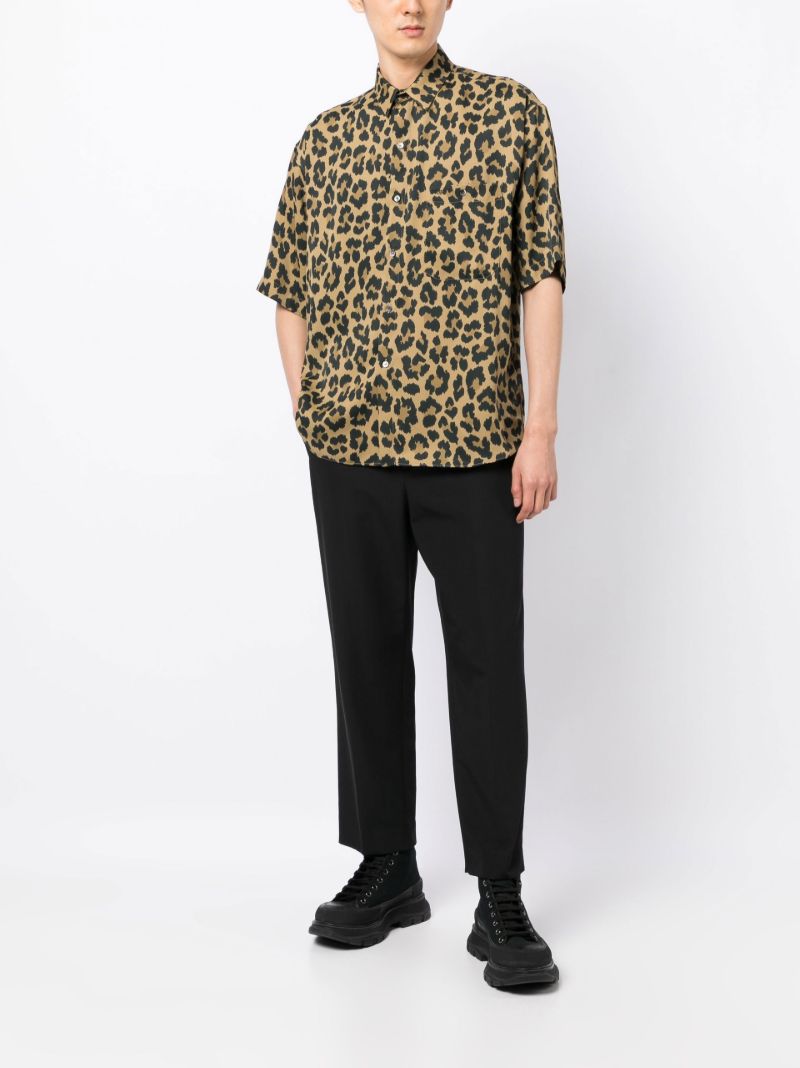 Brown Leopard Print Short Sleeve Shirt