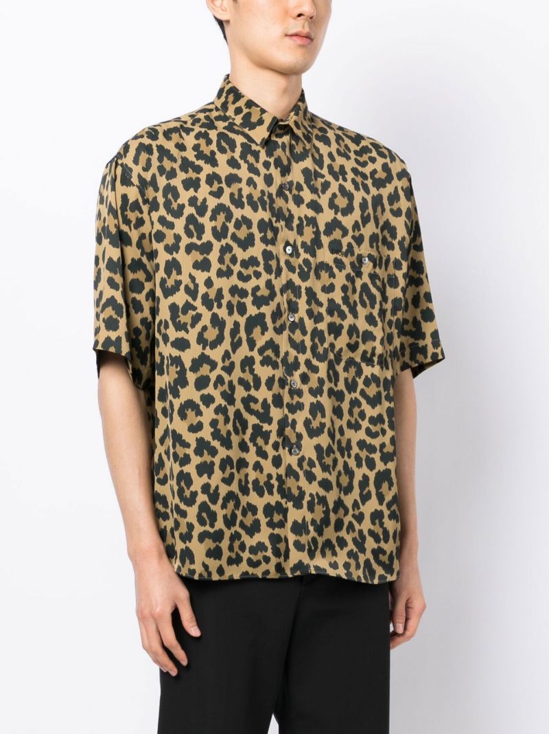 Brown Leopard Print Short Sleeve Shirt
