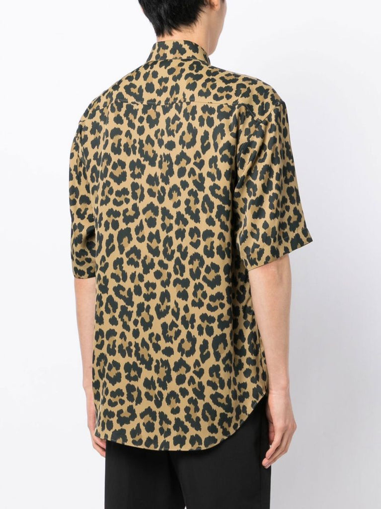 Brown Leopard Print Short Sleeve Shirt