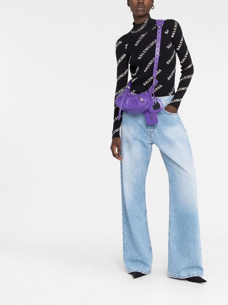 Purple Le Cagole Xs Leather Shoulder Bag