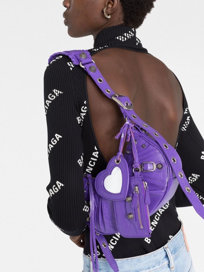 Purple Le Cagole Xs Leather Shoulder Bag