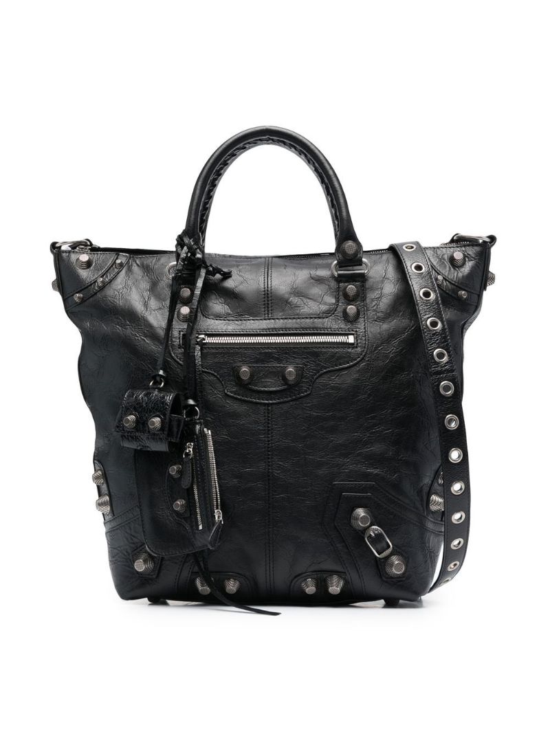 Black Le Cagole Leather Tote Bag