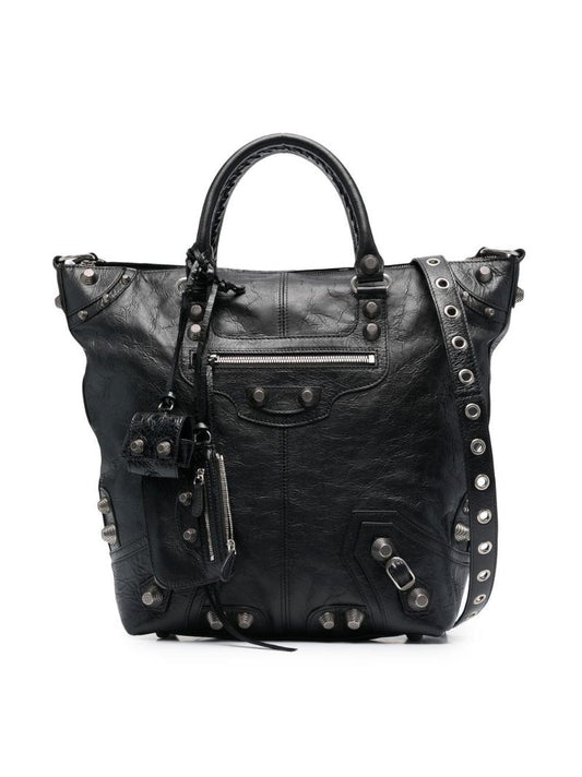 Black Le Cagole Leather Tote Bag