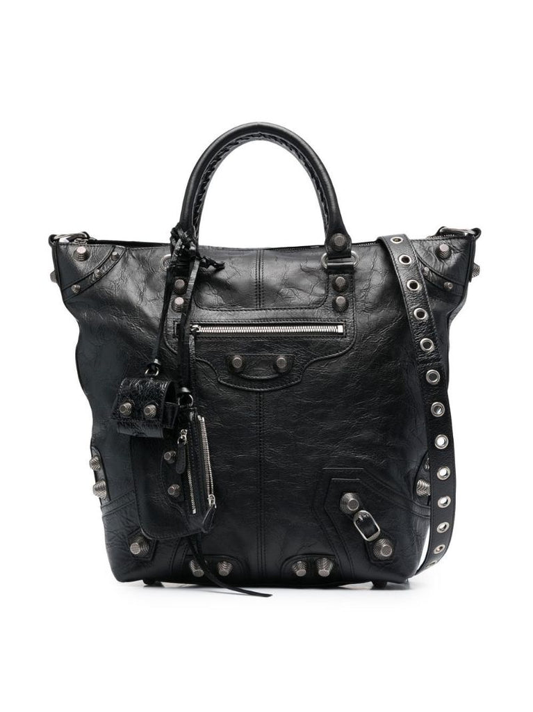 Black Le Cagole Leather Tote Bag