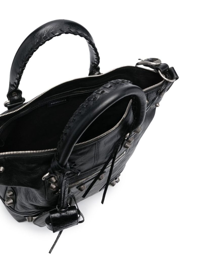 Black Le Cagole Leather Tote Bag