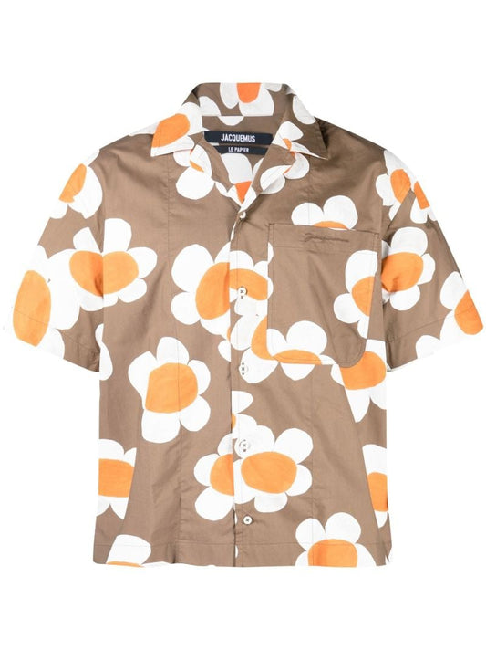 Brown La Chemise Jean Flower Print Shirt