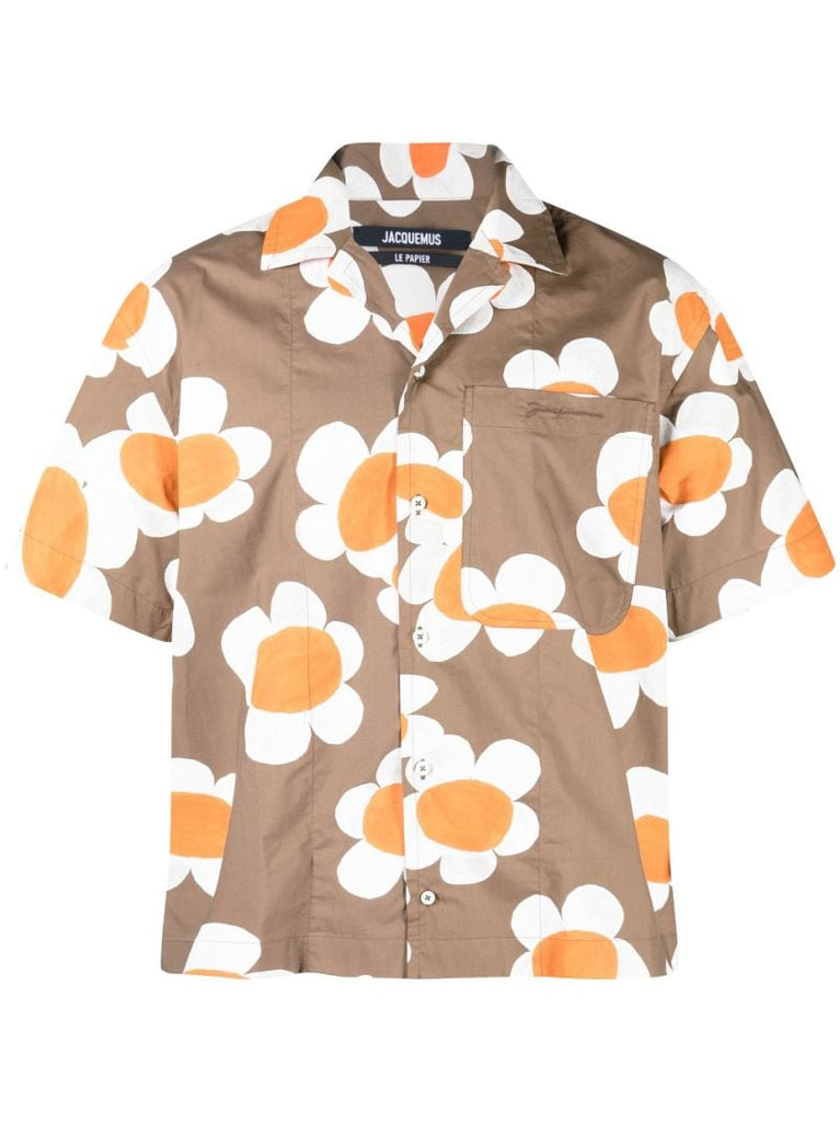 Brown La Chemise Jean Flower Print Shirt
