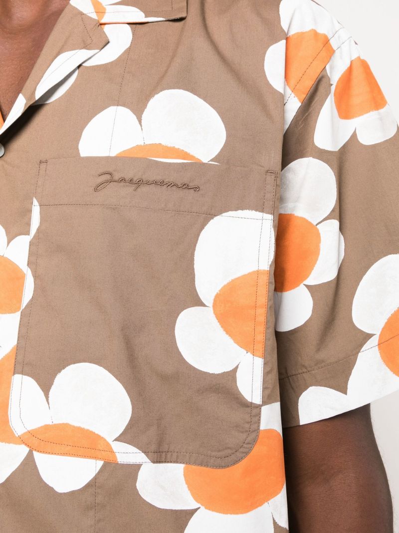 Brown La Chemise Jean Flower Print Shirt