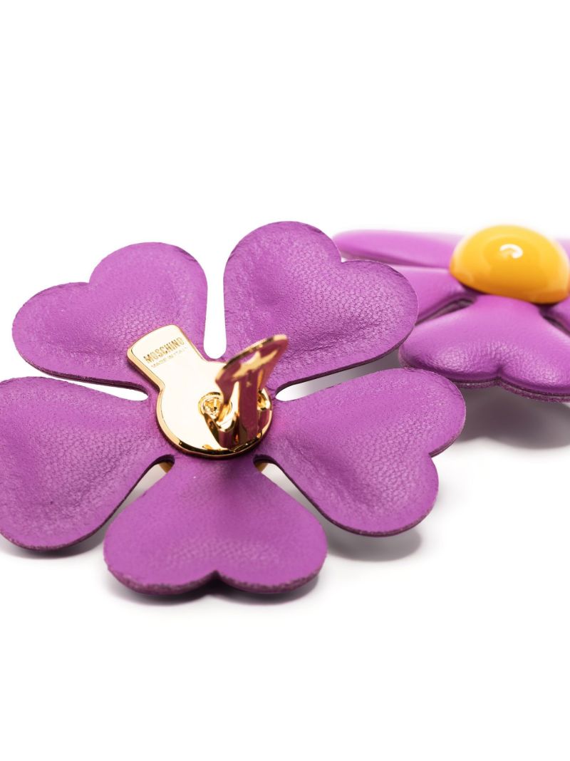 Gold-tone Flower Leather Earrings