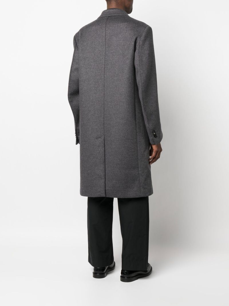 Grey Curved Sleeve Wool Coat