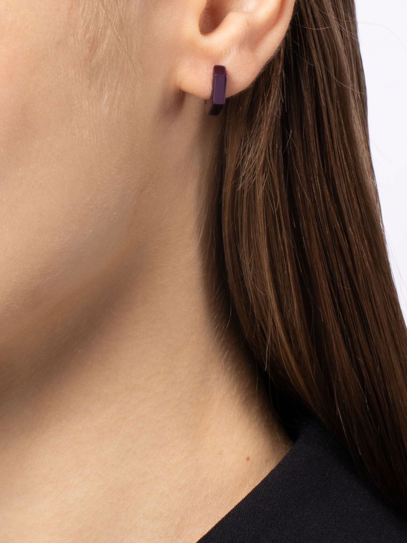 18k White Gold Dado Mini Single Hoop Earring