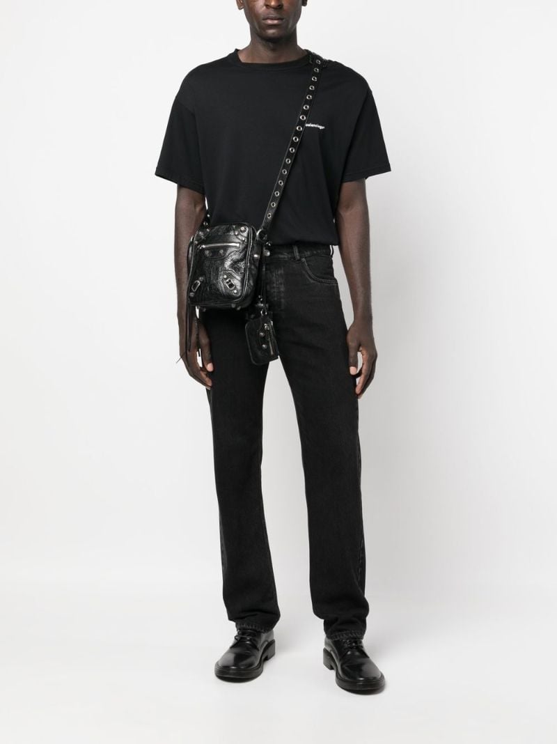 Black Le Cagole Leather Cross Body Bag