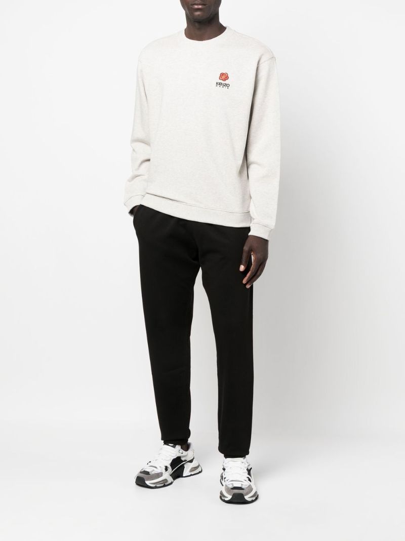 Black Boke Flower Embroidered Track Pants