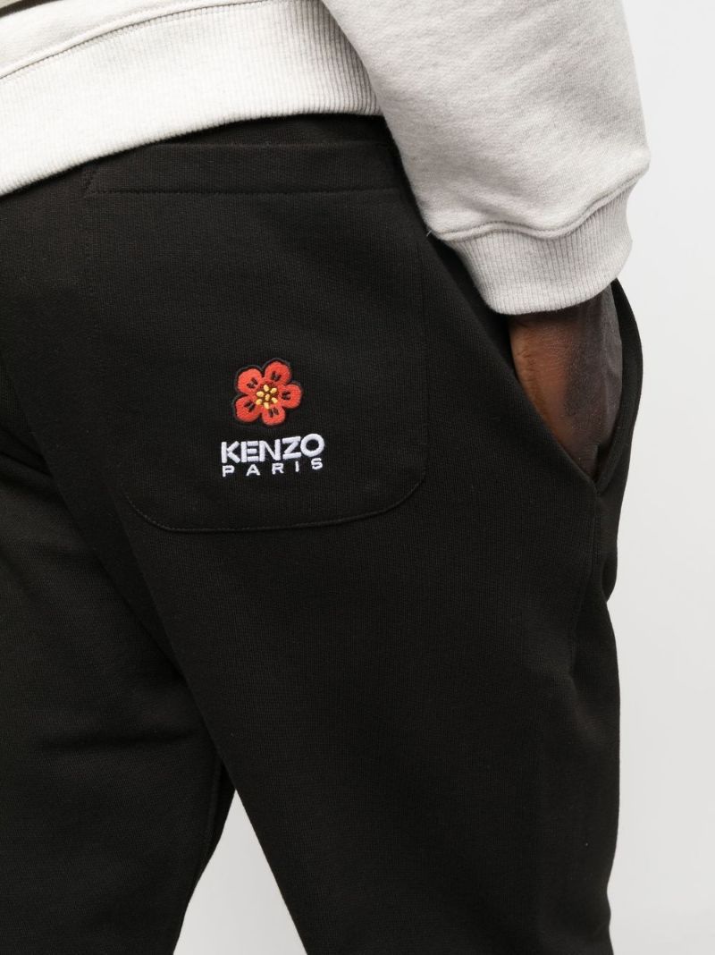 Black Boke Flower Embroidered Track Pants