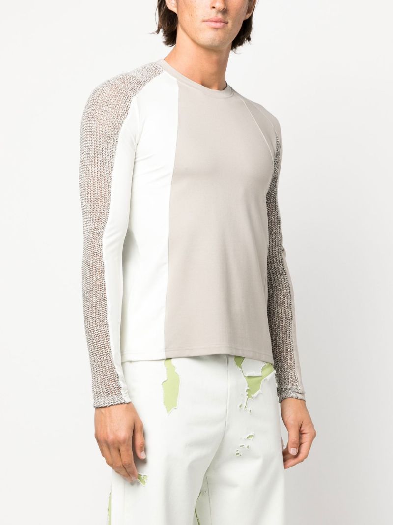 Grey Panelled Long Sleeve Top