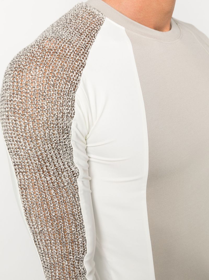 Grey Panelled Long Sleeve Top