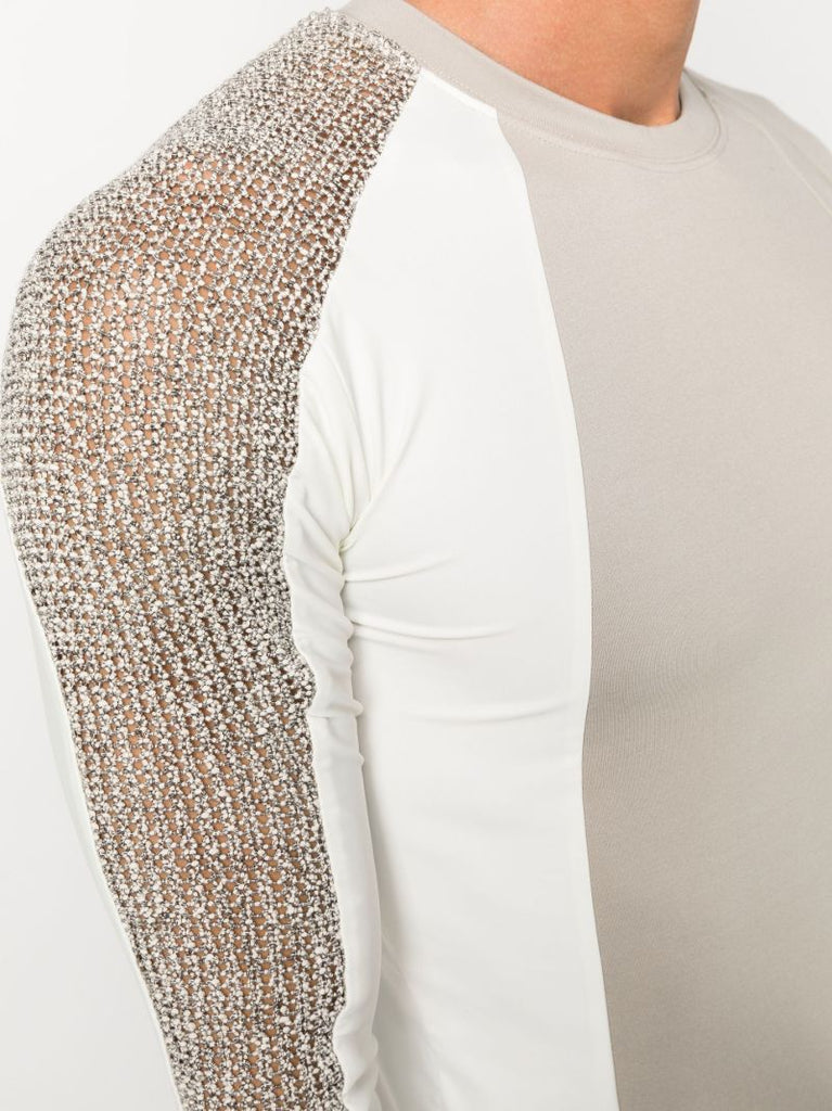 Grey Panelled Long Sleeve Top