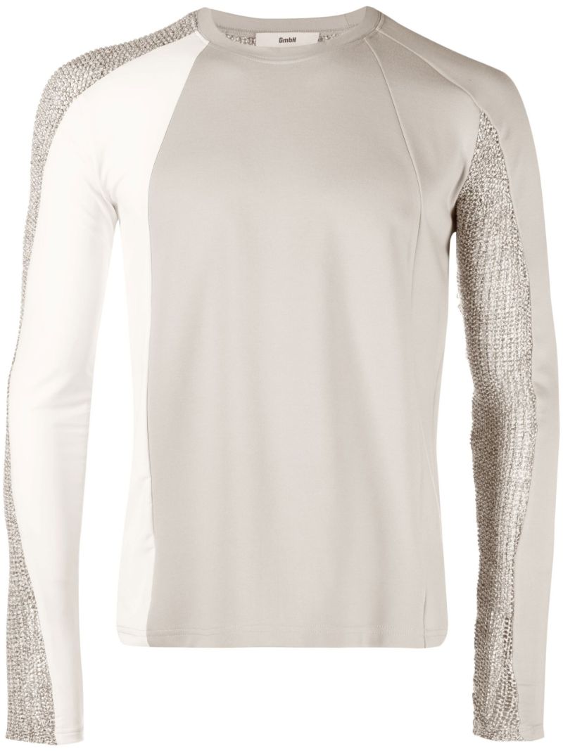 Grey Panelled Long Sleeve Top