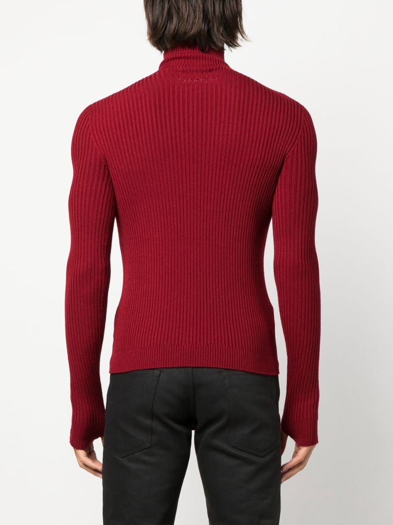 Red Ribbed Wool Sweater