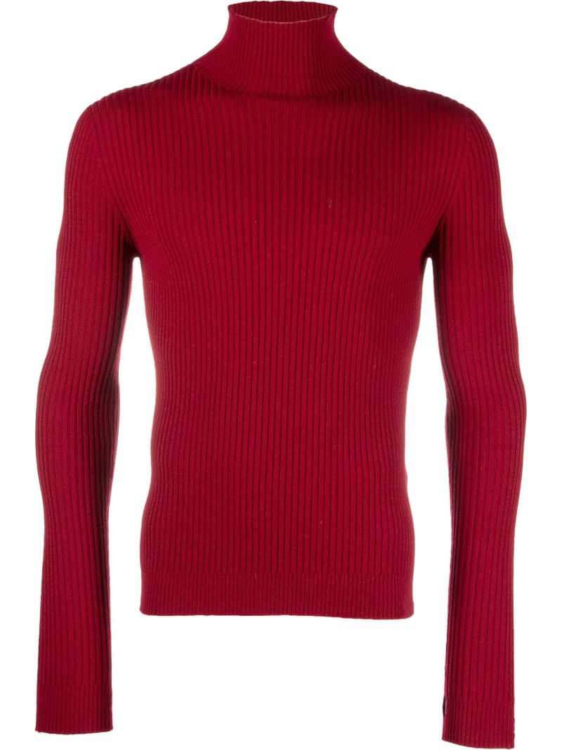 Red Ribbed Wool Sweater