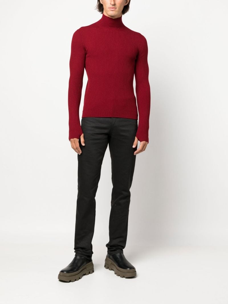 Red Ribbed Wool Sweater
