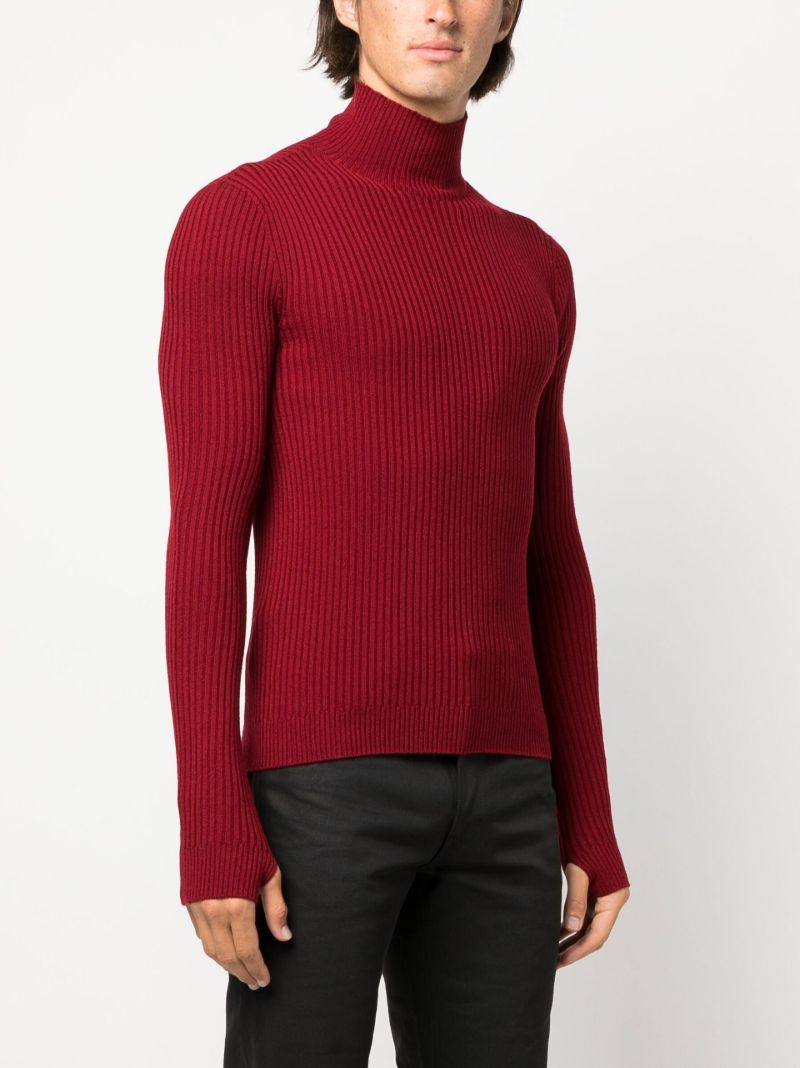 Red Ribbed Wool Sweater