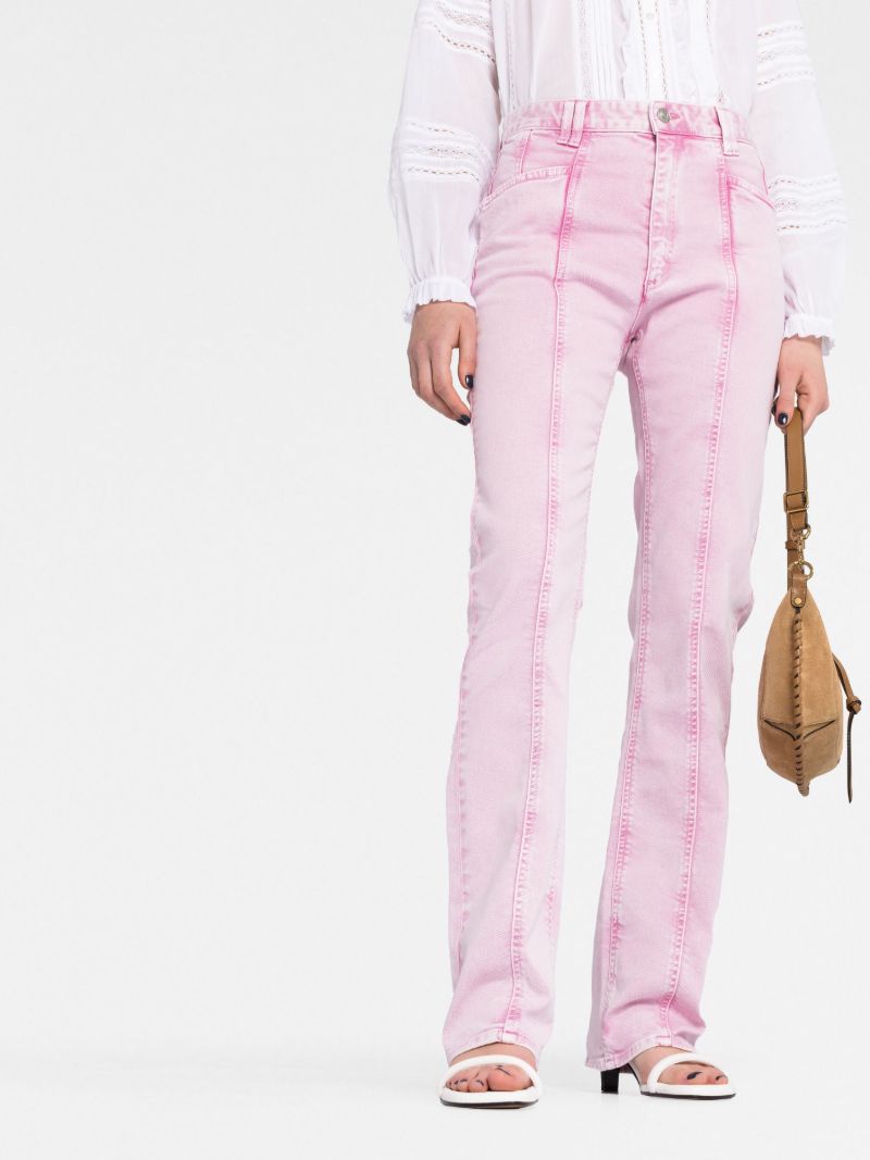 Pink Panelled Flared Jeans