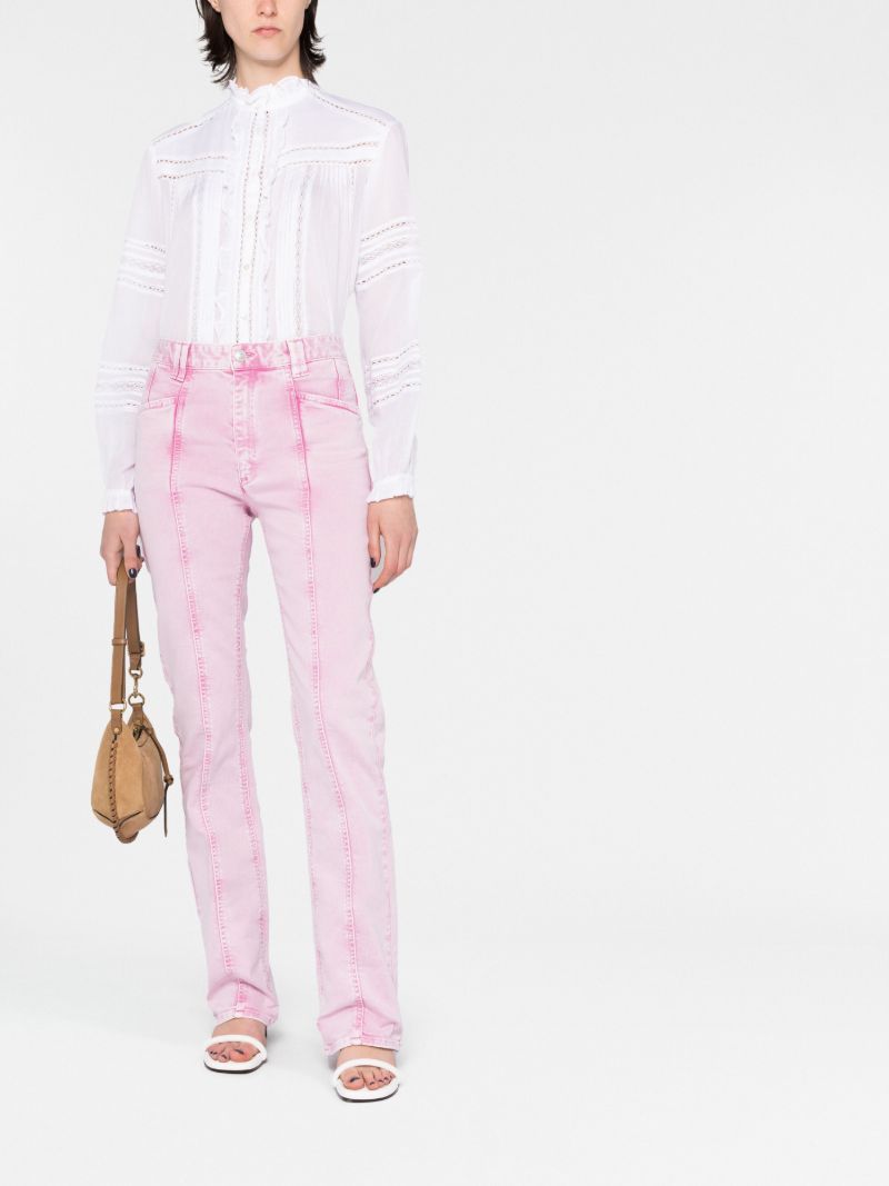 Pink Panelled Flared Jeans