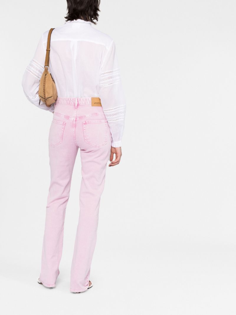Pink Panelled Flared Jeans