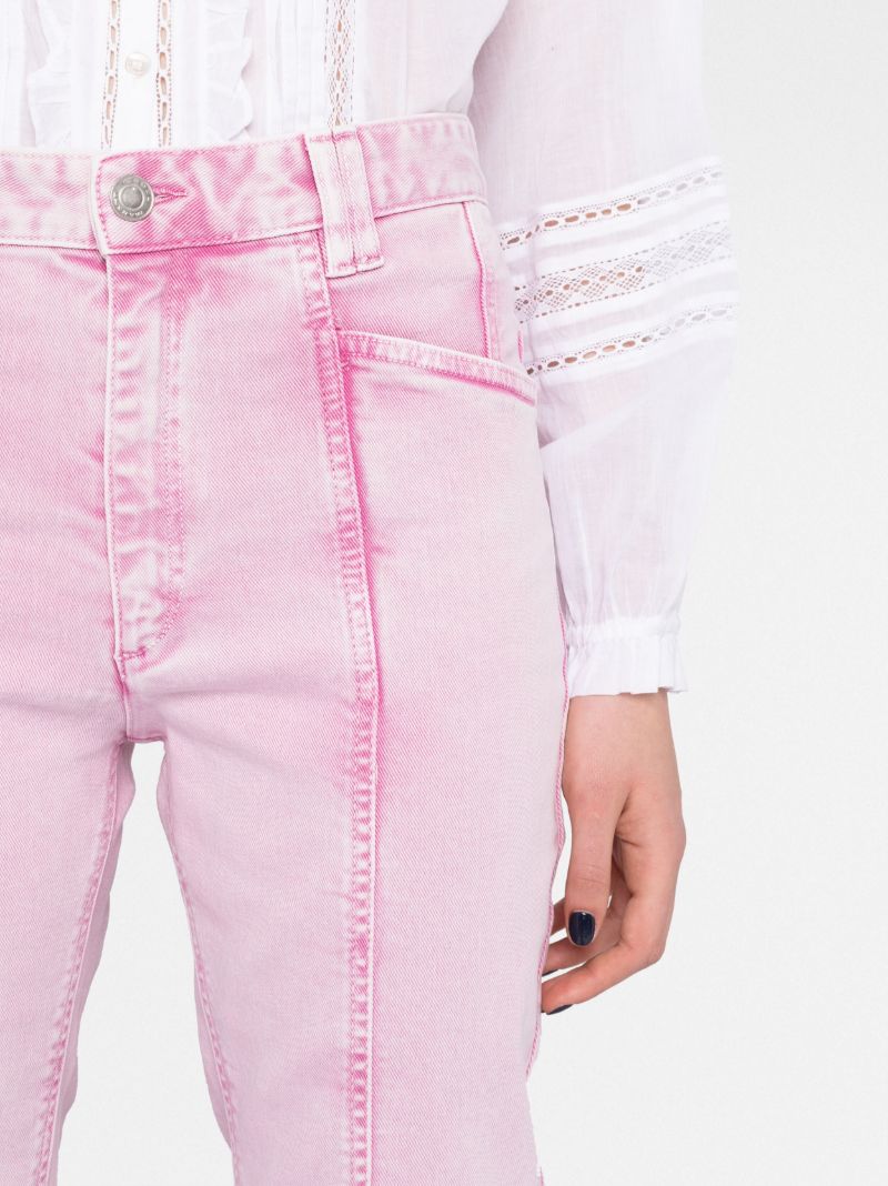 Pink Panelled Flared Jeans