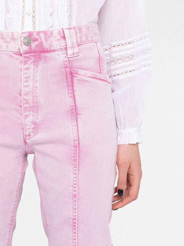 Pink Panelled Flared Jeans