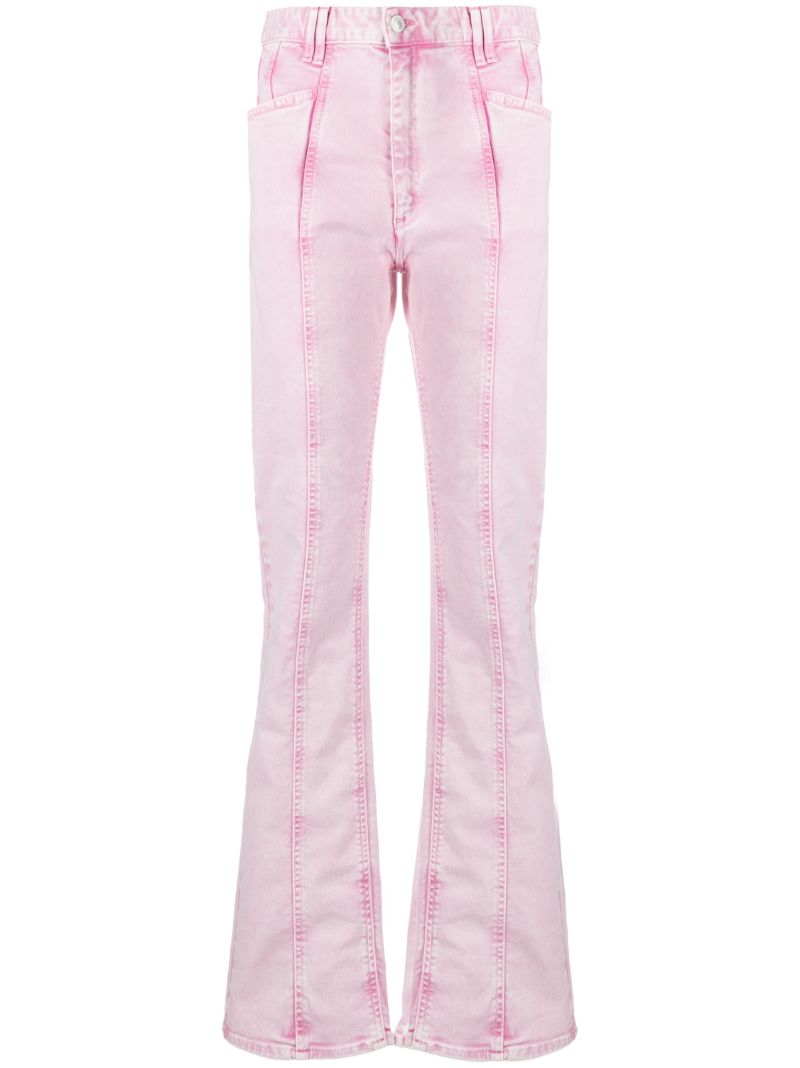 Pink Panelled Flared Jeans