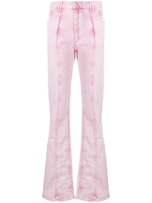 Pink Panelled Flared Jeans