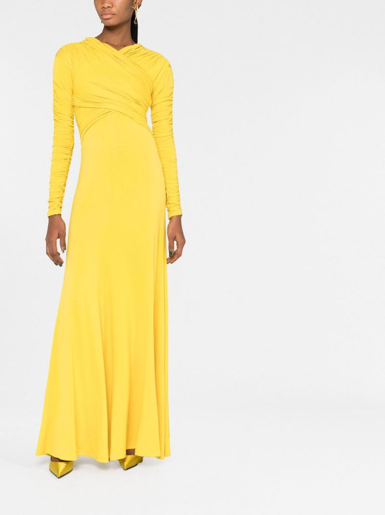 Yellow Aurelie Draped Maxi Dress