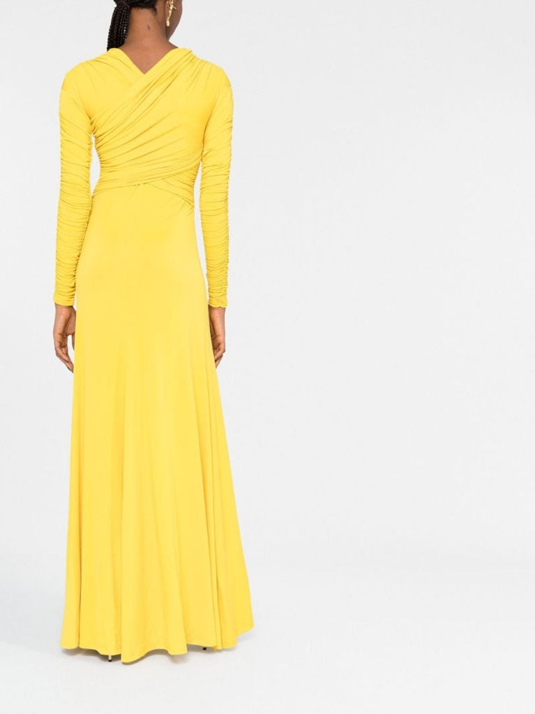 Yellow Aurelie Draped Maxi Dress