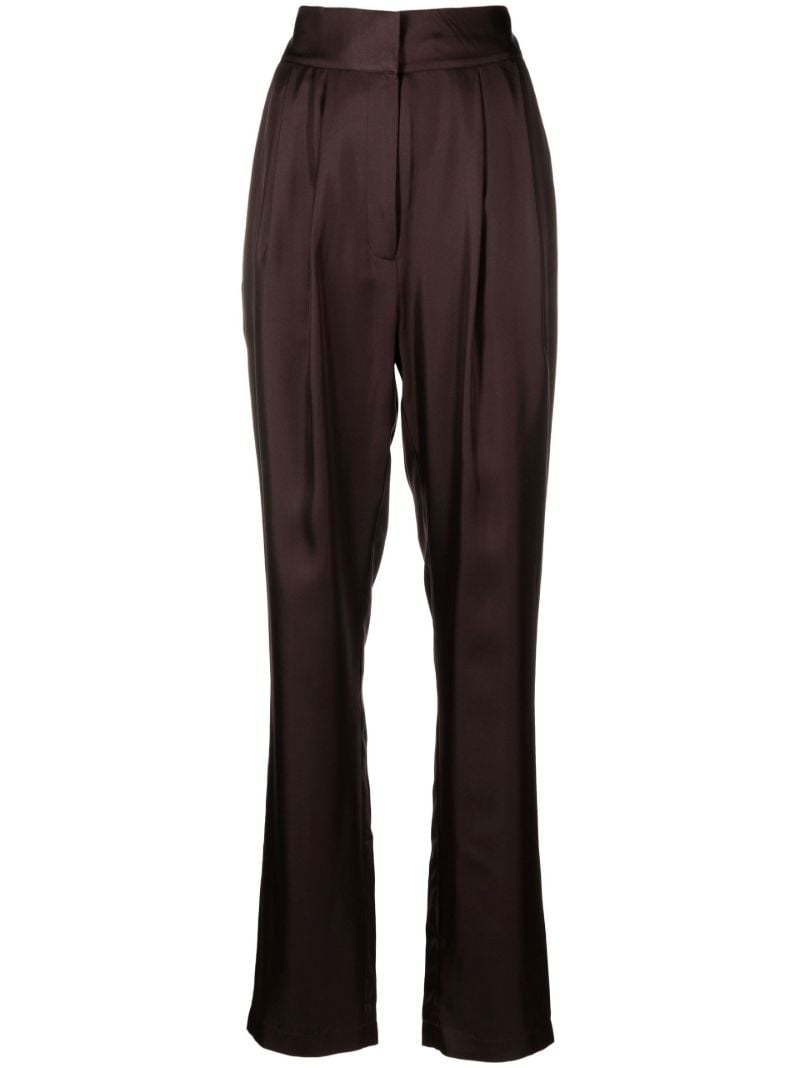Brown Tapered-leg Silk Trousers