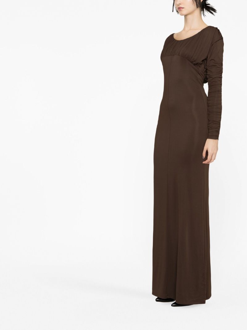 Brown Safia Ruched Maxi Dress