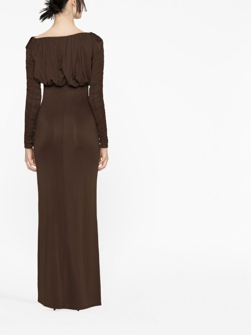 Brown Safia Ruched Maxi Dress